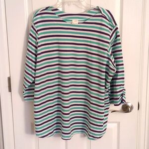 Blair Teal & Purple Striped 3/4 Sleeve Top - 3X